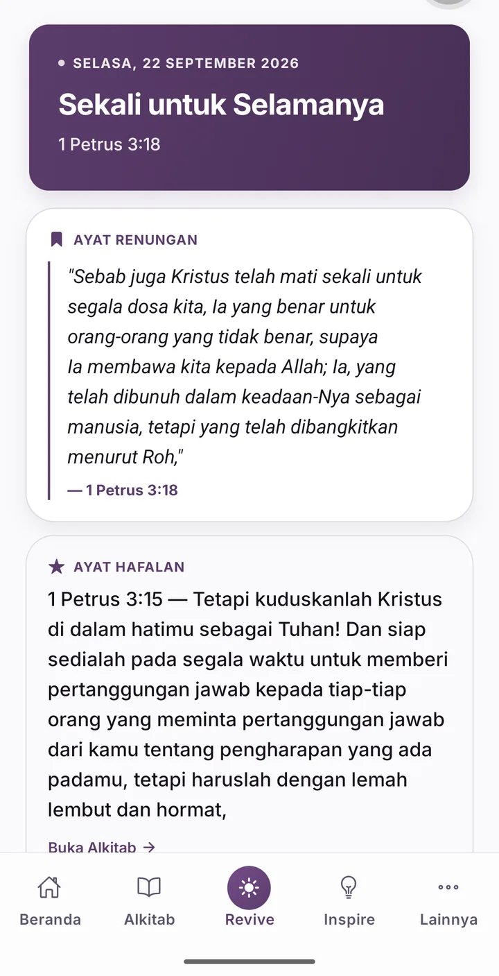 Layar Revive: renungan harian dengan ayat renungan dan ayat hafalan